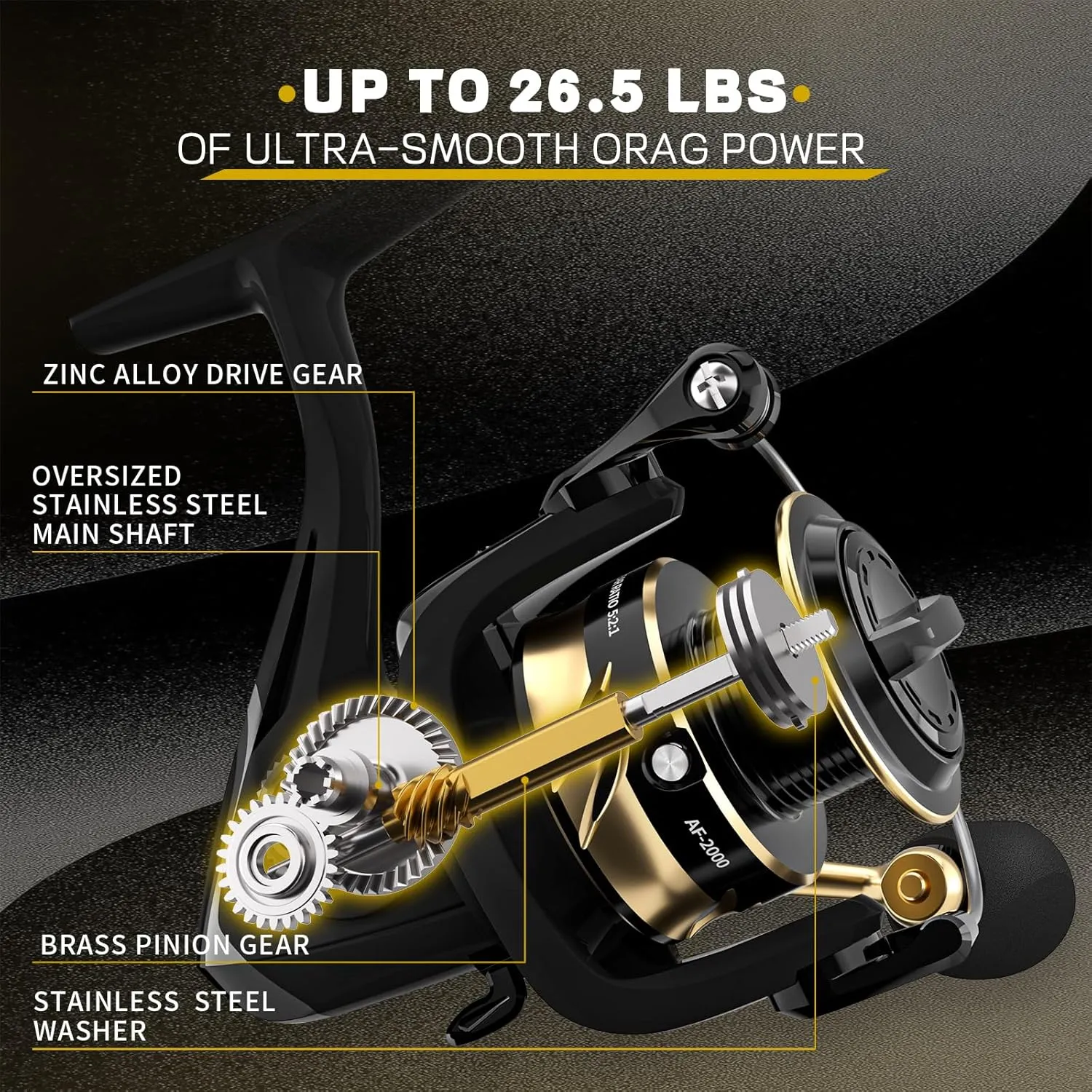 Ashconfish Spinning Fishing Reel, Graphite Body, 7 1 Stainless Steel BB, 5.0:1 Gear Ratio, Lightweight Spinning Reel for Freshwater Saltwater Fishing, Come with 109 yds Braided Line