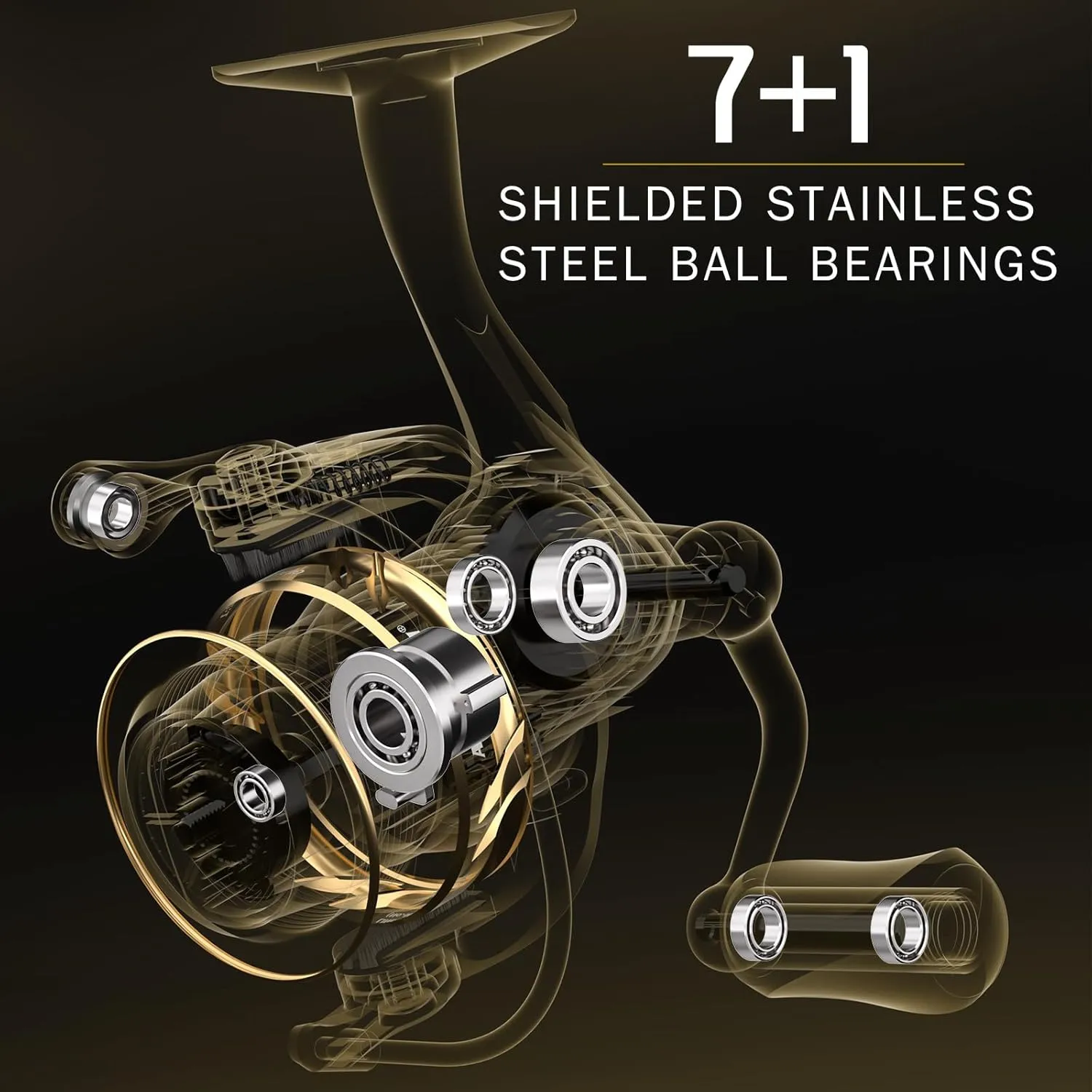 Ashconfish Spinning Fishing Reel, Graphite Body, 7 1 Stainless Steel BB, 5.0:1 Gear Ratio, Lightweight Spinning Reel for Freshwater Saltwater Fishing, Come with 109 yds Braided Line