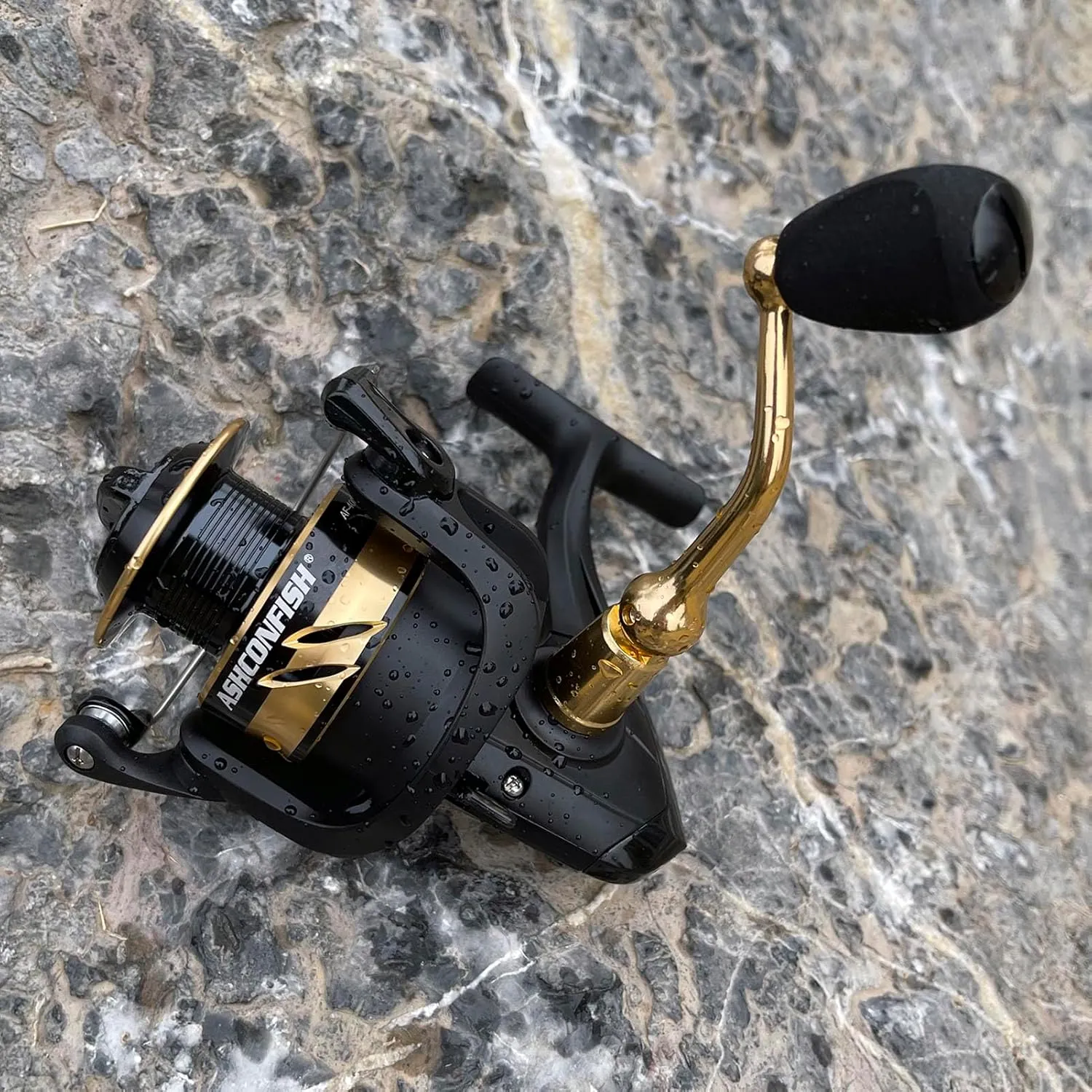 Ashconfish Spinning Fishing Reel, Graphite Body, 7 1 Stainless Steel BB, 5.0:1 Gear Ratio, Lightweight Spinning Reel for Freshwater Saltwater Fishing, Come with 109 yds Braided Line