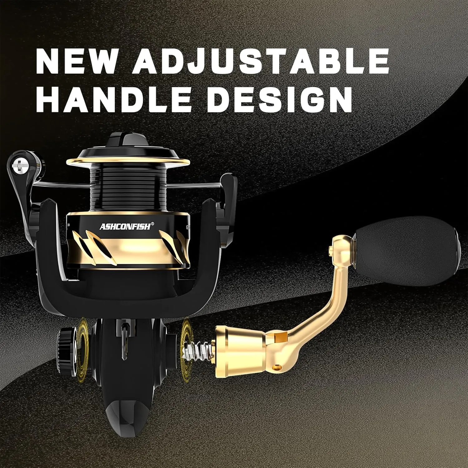 Ashconfish Spinning Fishing Reel, Graphite Body, 7 1 Stainless Steel BB, 5.0:1 Gear Ratio, Lightweight Spinning Reel for Freshwater Saltwater Fishing, Come with 109 yds Braided Line