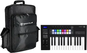 Audiosavings Bundle: Novation Launchkey 25 MK3 MIDI Keyboard Controller   Rockville RVBAG25 V2 Padded Carry Case, 25-Key Compact, DAW Integration, Perfect for Music Producers (2 Items)