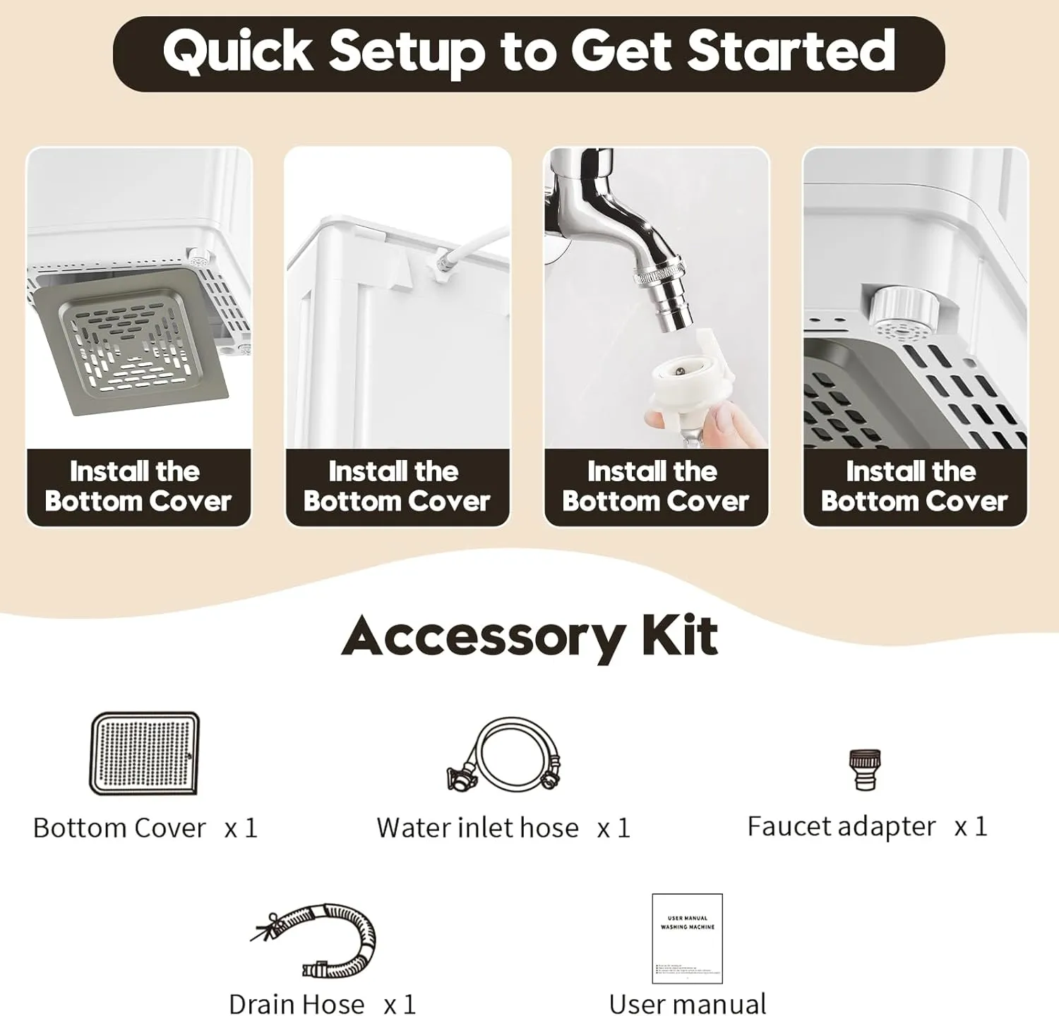 Auertech Portable Washer and Dryer Combo Set, 18 lbs Fully Automatic Washing Machine, 10 lbs Portable Dryers, Compact Washer and Dryer for Apartment, RV, Dorm