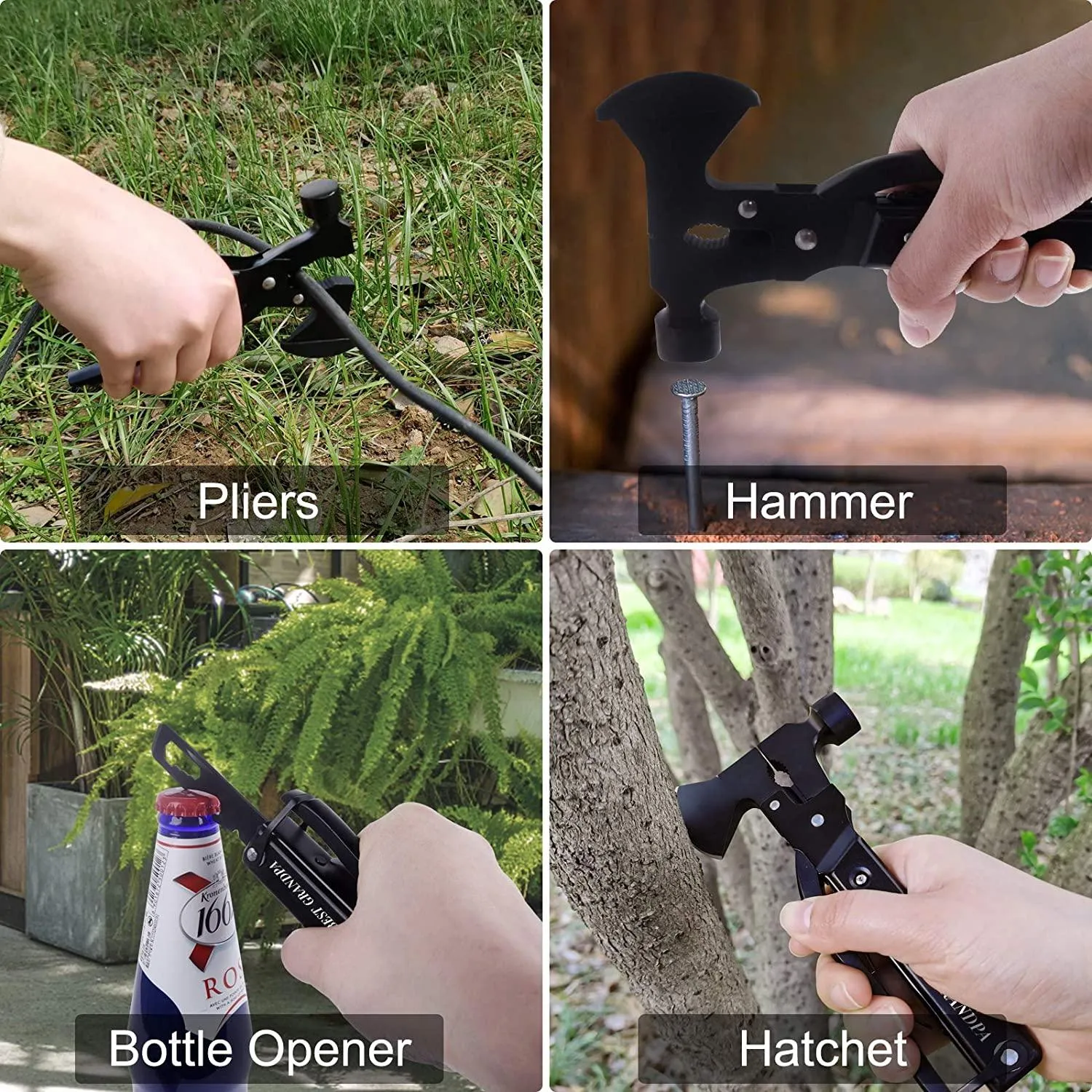 Autoark Gifts for Grandpa,All in One Survival Tools Axe Hammer Nail Claw Plier Knife