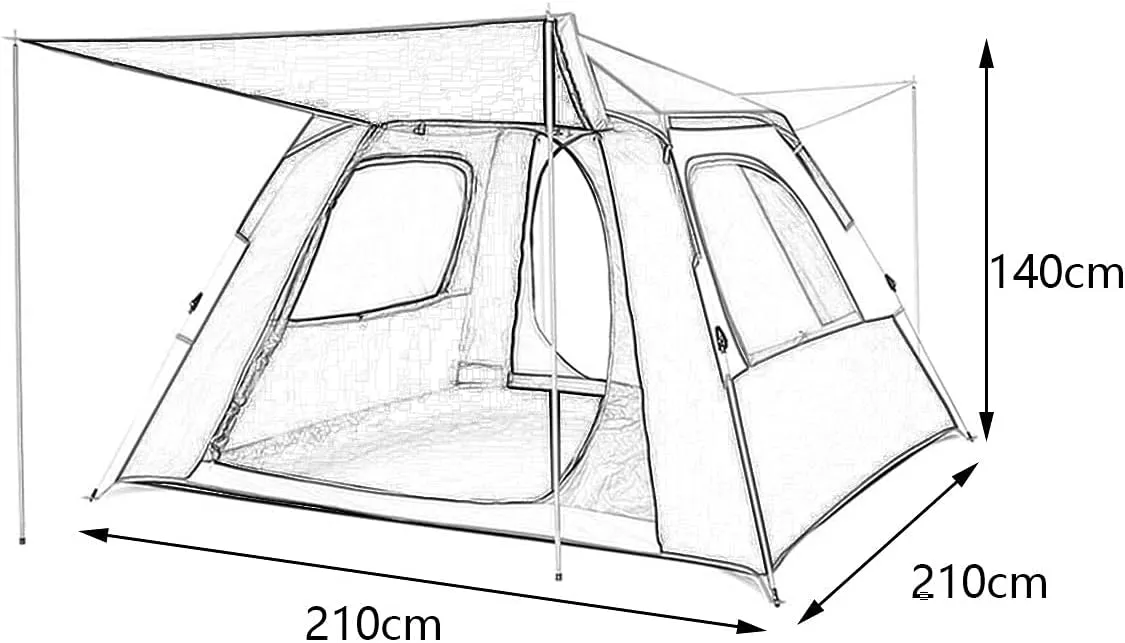 Automatic Dome Tent Canopy, Instant Pop Up Waterproof Tent, 3-8 Person Family Camping Tent for Camping Hiking Travel Outdoor Activities (Green a Width 210cm) (Green a Width 210cm)