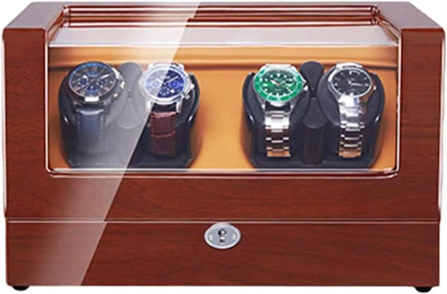 Automatic Watch Winder 4 Flexible Watch Pillow Led Illumination Piano Paint Exterior Dual Power Supply Quiet Motor Accessories,