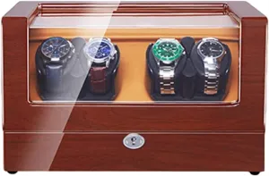 Automatic Watch Winder 4 Flexible Watch Pillow Led Illumination Piano Paint Exterior Dual Power Supply Quiet Motor Accessories,