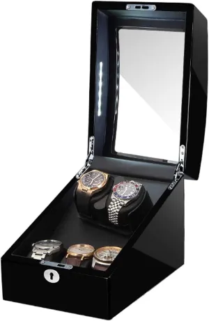 Automatic Watch Winders Box 2 3 Soft Flexible Watch Pillow Built-in LED Light Piano Paint Exterior Silent