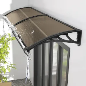 Awning for Door Entrance 60x180cm/24x71in Window Canopy Exterior with Plastic Steel Bracket UV Rain&Snow Protection, Durable Polycarbonate Canopy for Entrance,Balcony Brown