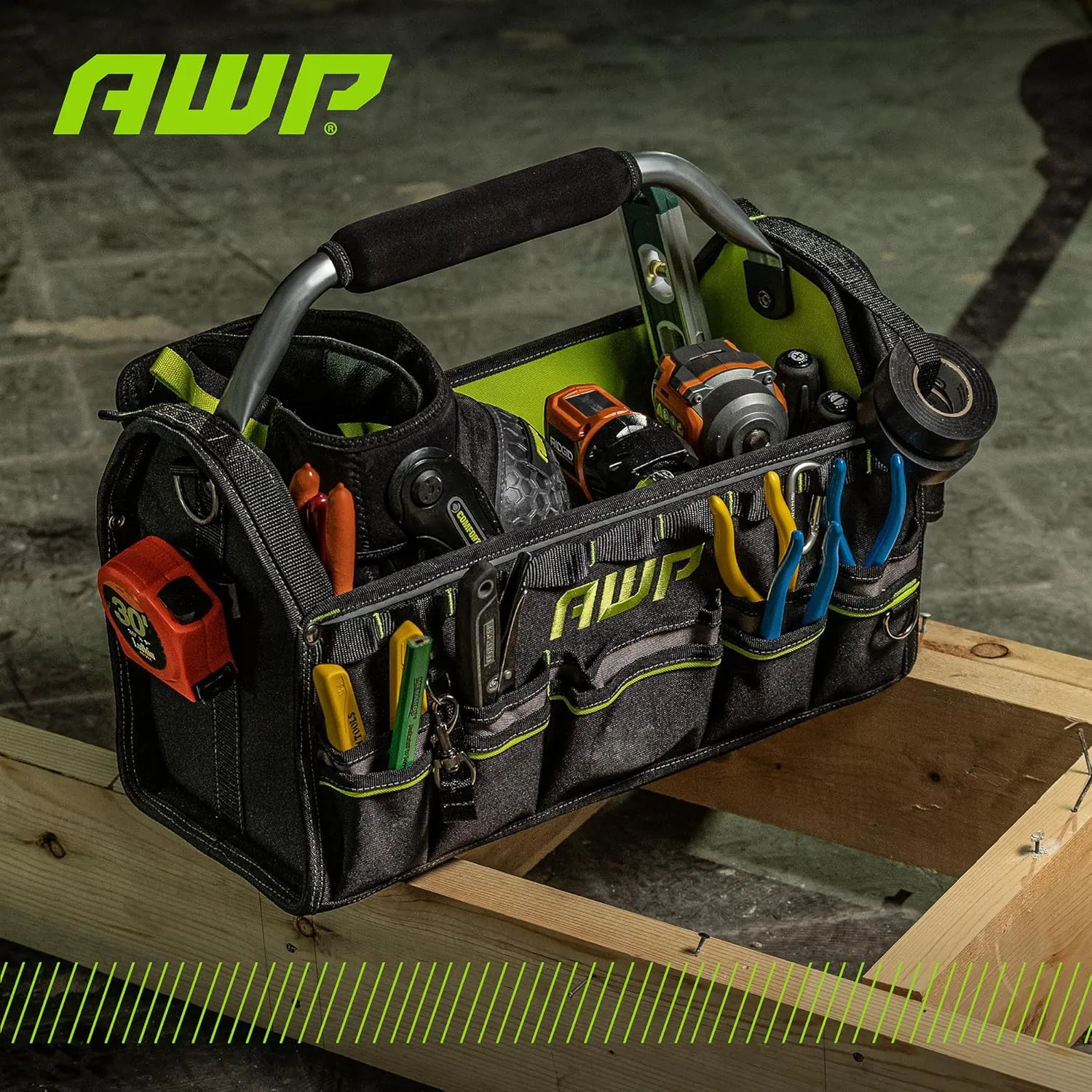 AWP Tool Bags, Premium Tool Bag, Black, Durable Tool Tote, for Professionals and Contractors