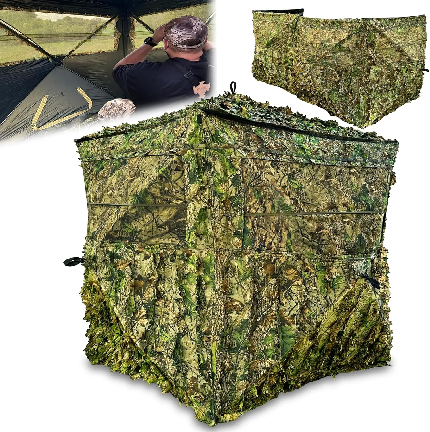 AYIN 3D Camouflage Hunting Blinds – Weather-Resistant, Portable Pop-Up Hunting Shelter for Deer, Turkey, Waterfowl – Available in Small (1–2 Hunters) & Large (2–6 Hunters) Sizes