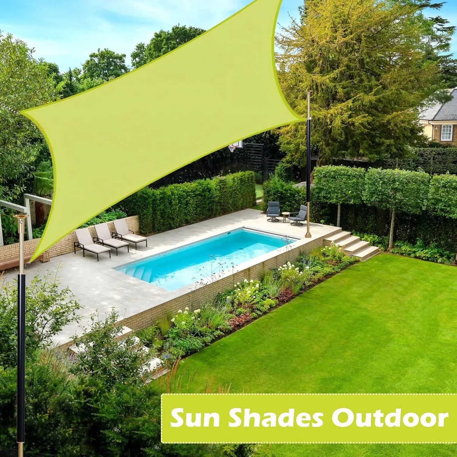B 16x20 FT Sun Shade Sails for Patio Outdoor Waterproof, Sunshade Sail UV Block Canopy Shelter, Rectangle Sunscreen Awning Sun Shades Cloth for Lawn Garden Backyard