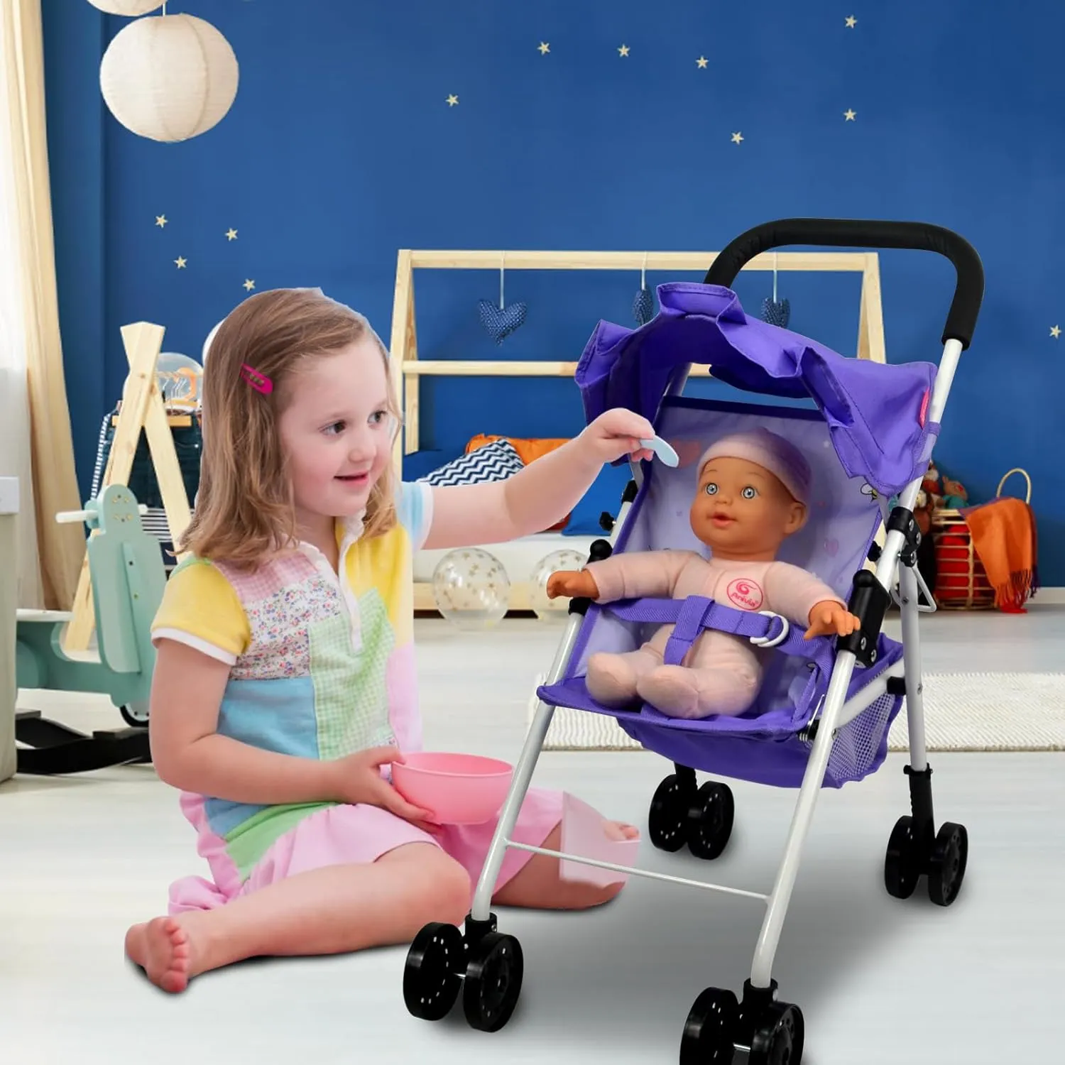 Baby Doll Collection Anivia Doll Stroller Heart Design Gifts for Toddlers and Girls Foldable Doll Stroller