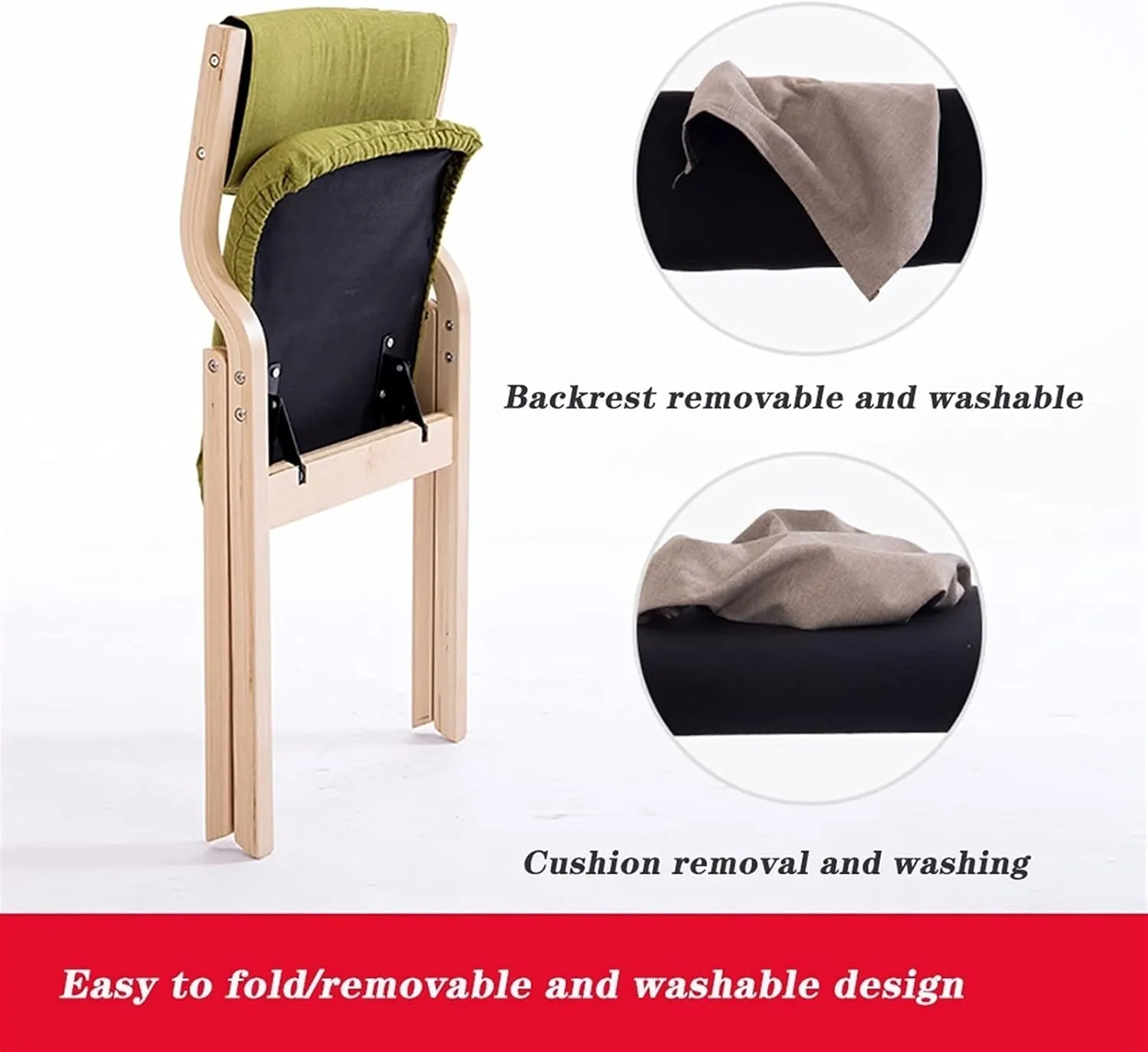 Back Folding Dining Chairs,Solid Wood Upholstered Folding Chair,Portable Foldable Dining Chairs,High Back Folding Camping Chair for Outdoor Garden Patio Lawn 78.5 * 48 * 48.5CM