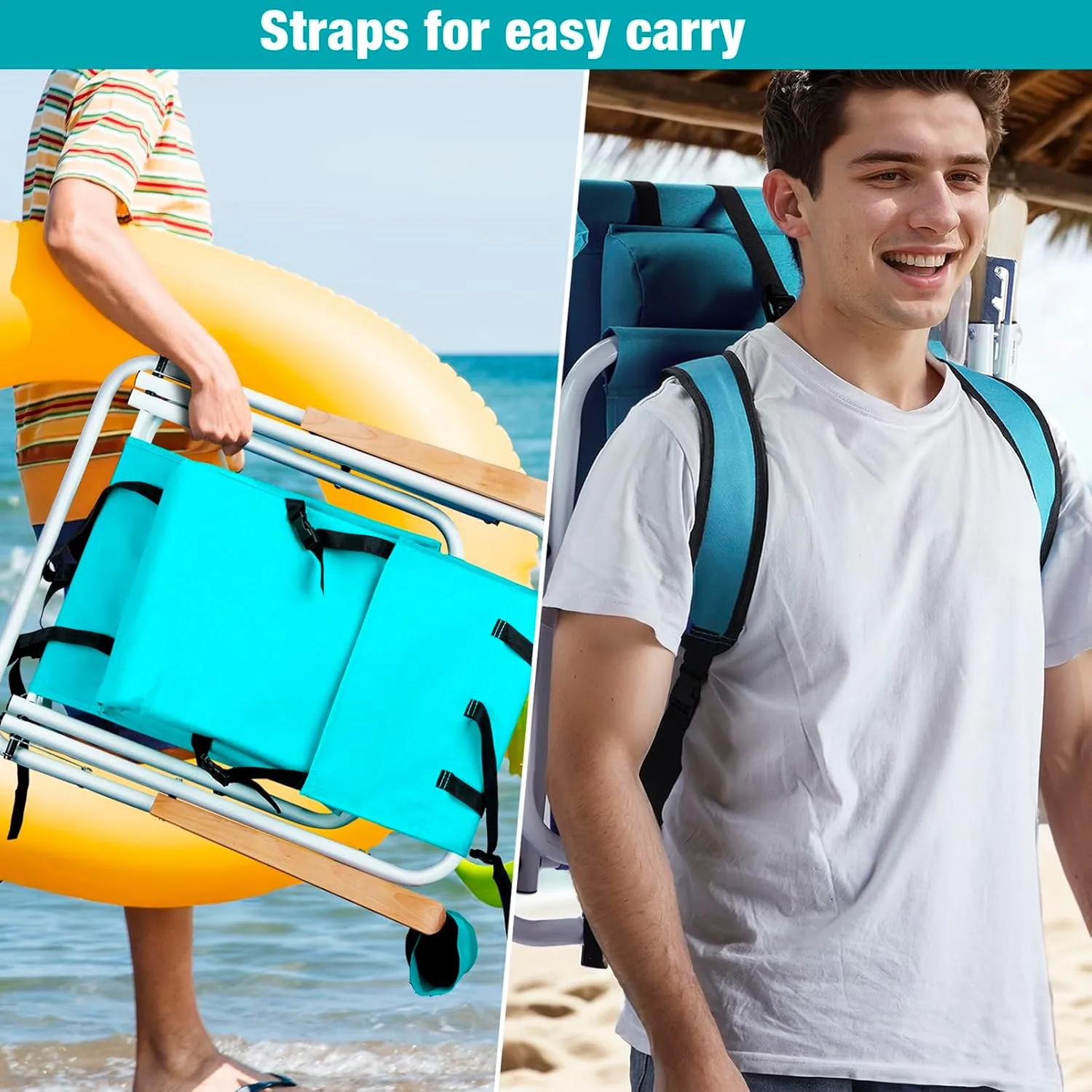 Backpack Beach Chair for Adults, Portable Camping Chairs with Straps,Headrest & Cup Holder,4 Position Lawn Chairs Folding Hiking Chair for Beach Concert,Supports 265 lbs,Silla de Playa,Green 1 Pcs