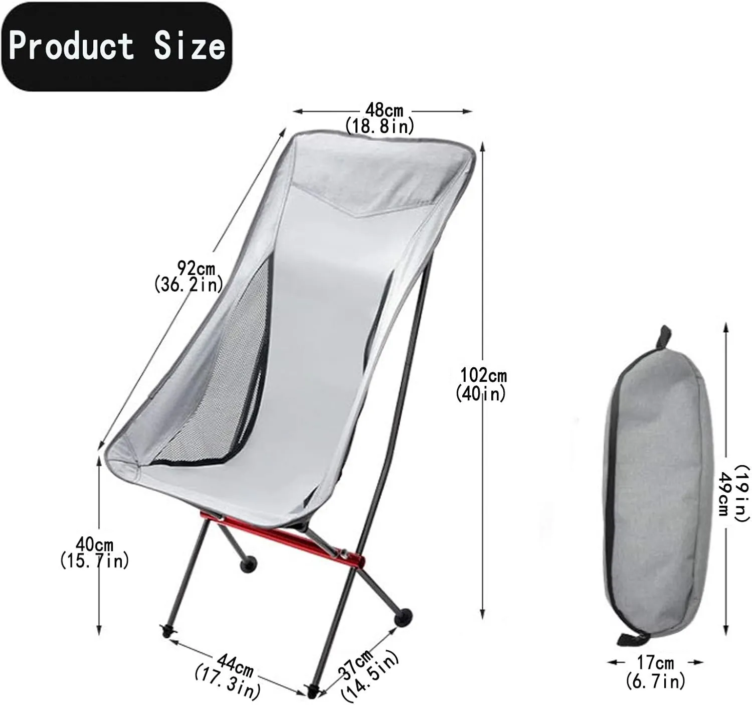 Backrest Camping Chair Foldable Portable,Collapsible Lightweight Camp Stool,Breathable Slacker Chair Seat for Outdoor Camping/Picnic/Hiking/Barbecue/Fishing/Train