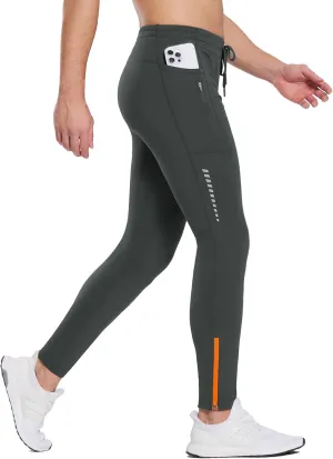 baleaf Men's Thermal Running Tights Winter Cycling Pants Fleece Lined Compression Leggings Zipper Pockets Cold Weather Gear