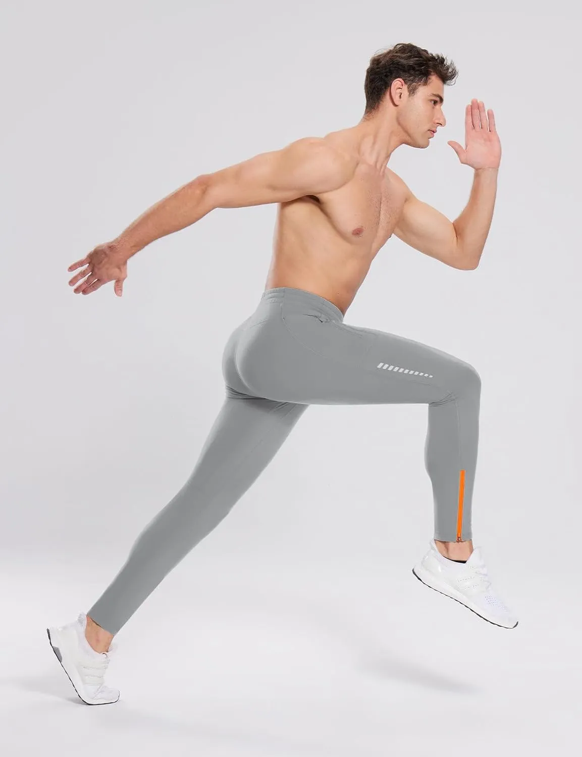 baleaf Men's Thermal Running Tights Winter Cycling Pants Fleece Lined Compression Leggings Zipper Pockets Cold Weather Gear