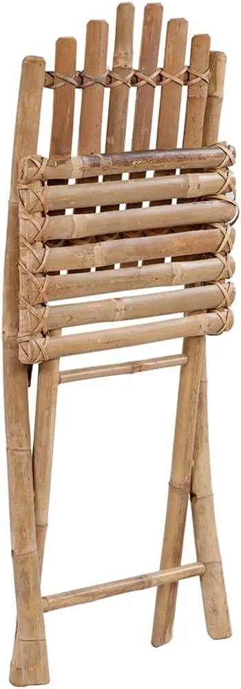 Bamboo Folding Patio Chairs 2 Pack with Light Blue Cushions, Foldable Outdoor Dining Chairs for Garden, Poolside, Beach, Lawn Furniture Set