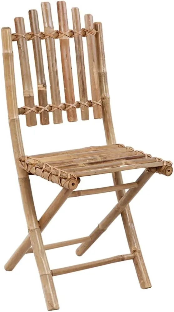 Bamboo Folding Patio Chairs 2 Pack with Light Blue Cushions, Foldable Outdoor Dining Chairs for Garden, Poolside, Beach, Lawn Furniture Set