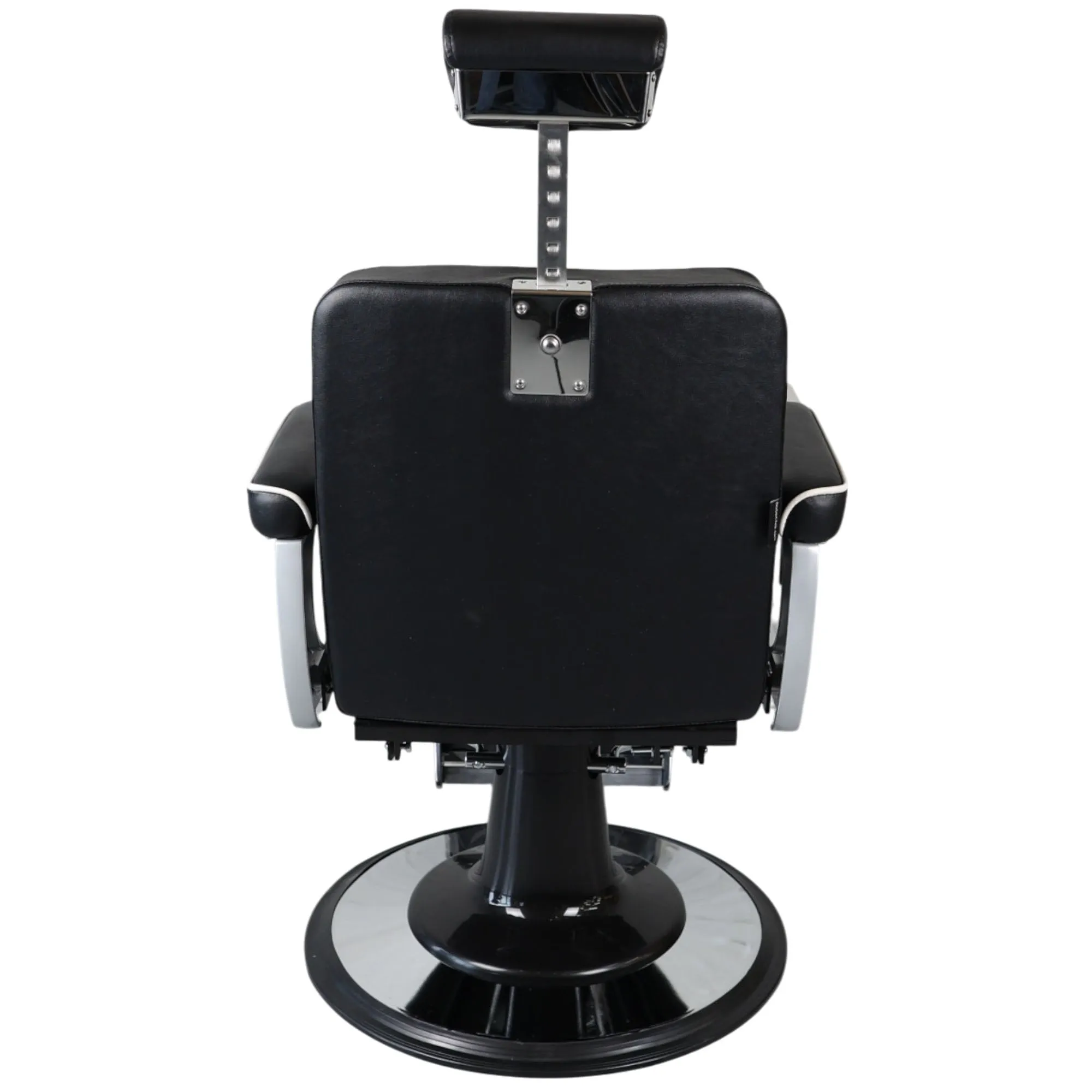 Barber Chair - Elegant Black & Silver Diamond-Stitched & Silver Accents