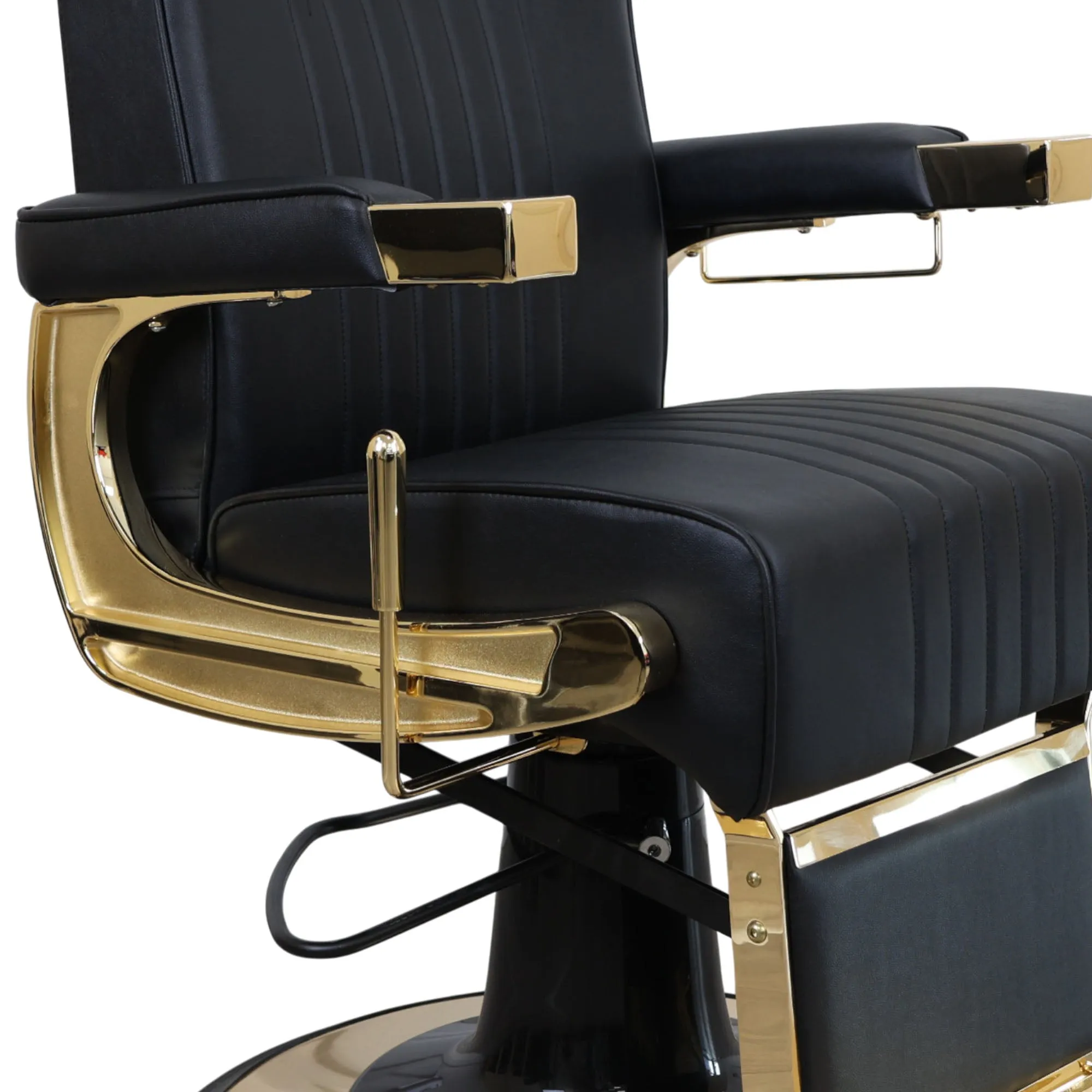 Barber Chair - Retro Black & Gold Accents