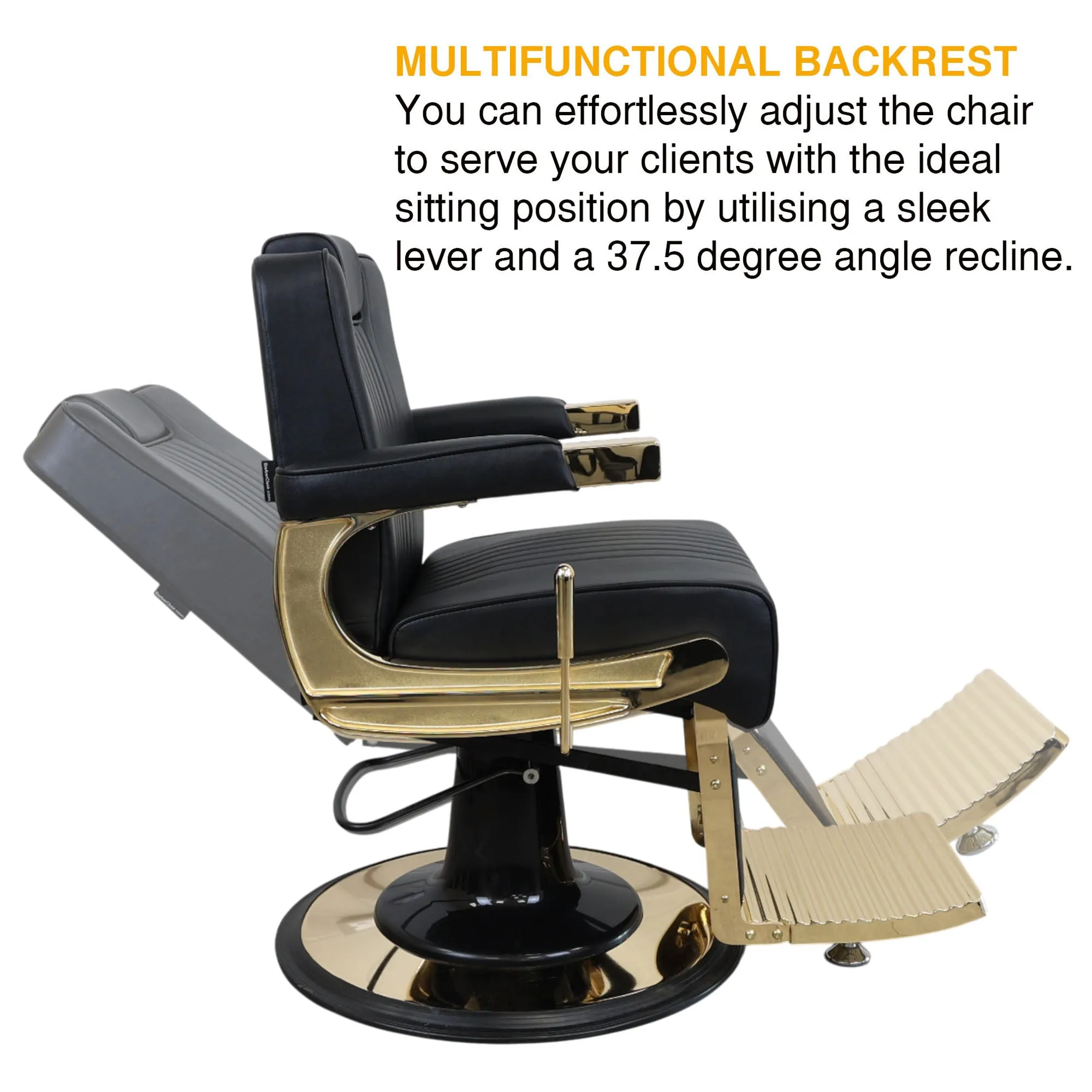 Barber Chair - Retro Black & Gold Accents