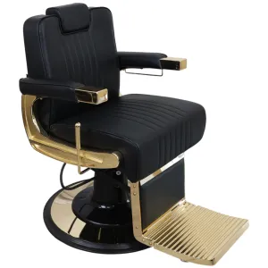 Barber Chair - Retro Black & Gold Accents