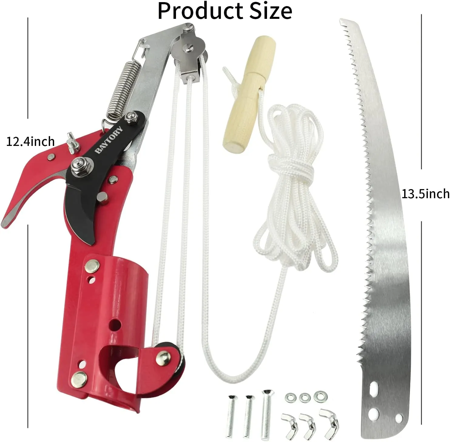 BAYTORY Extendable Tree Pruner Saw Head Without Pole, High-Altitude Branches Trimmer Pruning Shears, Harvester Clipper for Plant Twig Vine, Garden Trimming Tool