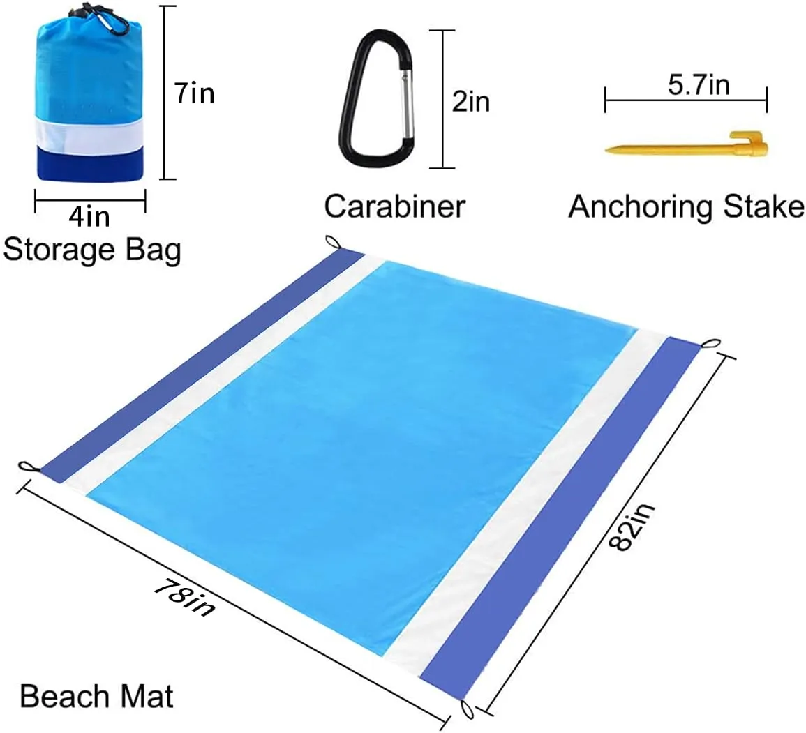 Beach Blanket Large Size 82"x78" Sand Free Waterproof Quick Drying Outdoor Camping for 3-6 Adults,Soft Comfortable Durable for Camping Beach Park Travel Family