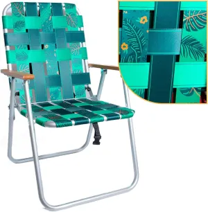 Beach Chair - Premium Backpack Beach Chair - Webbed Aluminum Beach Chair with Backpack Straps - Foldable and Reclining Beach Chair -Jungala Print Aluminum Beach Chair
