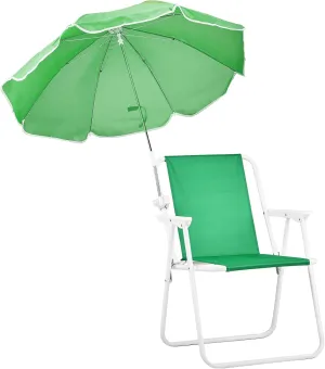 Beach Chair,Outdoor Folding Beach Chair with Umbrella for Adults,Backpack Camping Chair,Protable Recliner for Travel Camping Concert Hiking Outdoor,Max Hold Up 265LBS (Green)