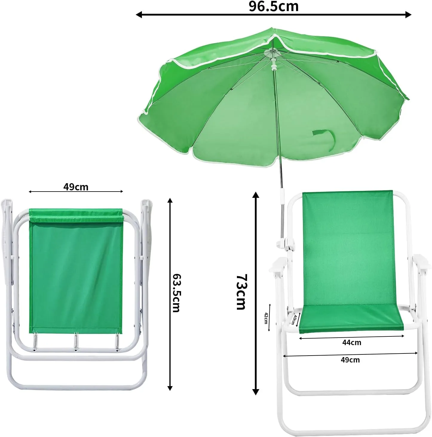 Beach Chair,Outdoor Folding Beach Chair with Umbrella for Adults,Backpack Camping Chair,Protable Recliner for Travel Camping Concert Hiking Outdoor,Max Hold Up 265LBS (Green)