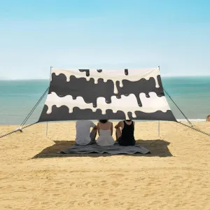 Beach Shade Tent with UPF50  UV Protection,Black and White Ice Cream Lightweight Camping Sun Shelter for Outdoor,Camping Trips, Fishing, Backyard,Picnics,Easy Set Up and Carry 9x10.5 FT