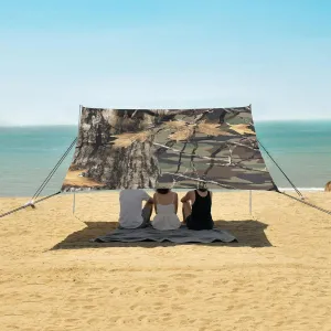 Beach Shade Tent with UPF50  UV Protection,Camouflage Hunting Forest Lightweight Camping Sun Shelter for Outdoor,Camping Trips, Fishing, Backyard,Picnics,Easy Set Up and Carry 9x10.5 FT