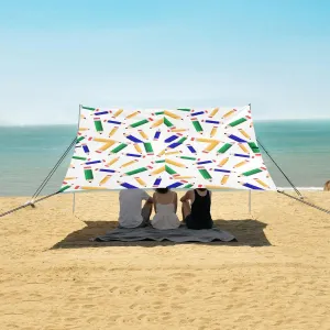 Beach Shade Tent with UPF50  UV Protection,Cartoon Colorful Pencils Lightweight Camping Sun Shelter for Outdoor,Camping Trips, Fishing, Backyard,Picnics,Easy Set Up and Carry 9x10.5 FT