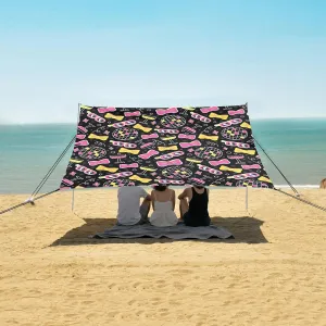 Beach Shade Tent with UPF50  UV Protection,Champagne Glasses Disco Spheres Lightweight Camping Sun Shelter for Outdoor,Camping Trips, Fishing, Backyard,Picnics,Easy Set Up and Carry 9x10.5 FT