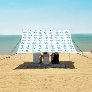 Beach Shade Tent with UPF50  UV Protection,Chic Blue Bowknots Lightweight Camping Sun Shelter for Outdoor,Camping Trips, Fishing, Backyard,Picnics,Easy Set Up and Carry 9x10.5 FT