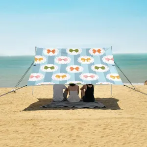 Beach Shade Tent with UPF50  UV Protection,Colorful Cute Bows Lightweight Camping Sun Shelter for Outdoor,Camping Trips, Fishing, Backyard,Picnics,Easy Set Up and Carry 9x10.5 FT
