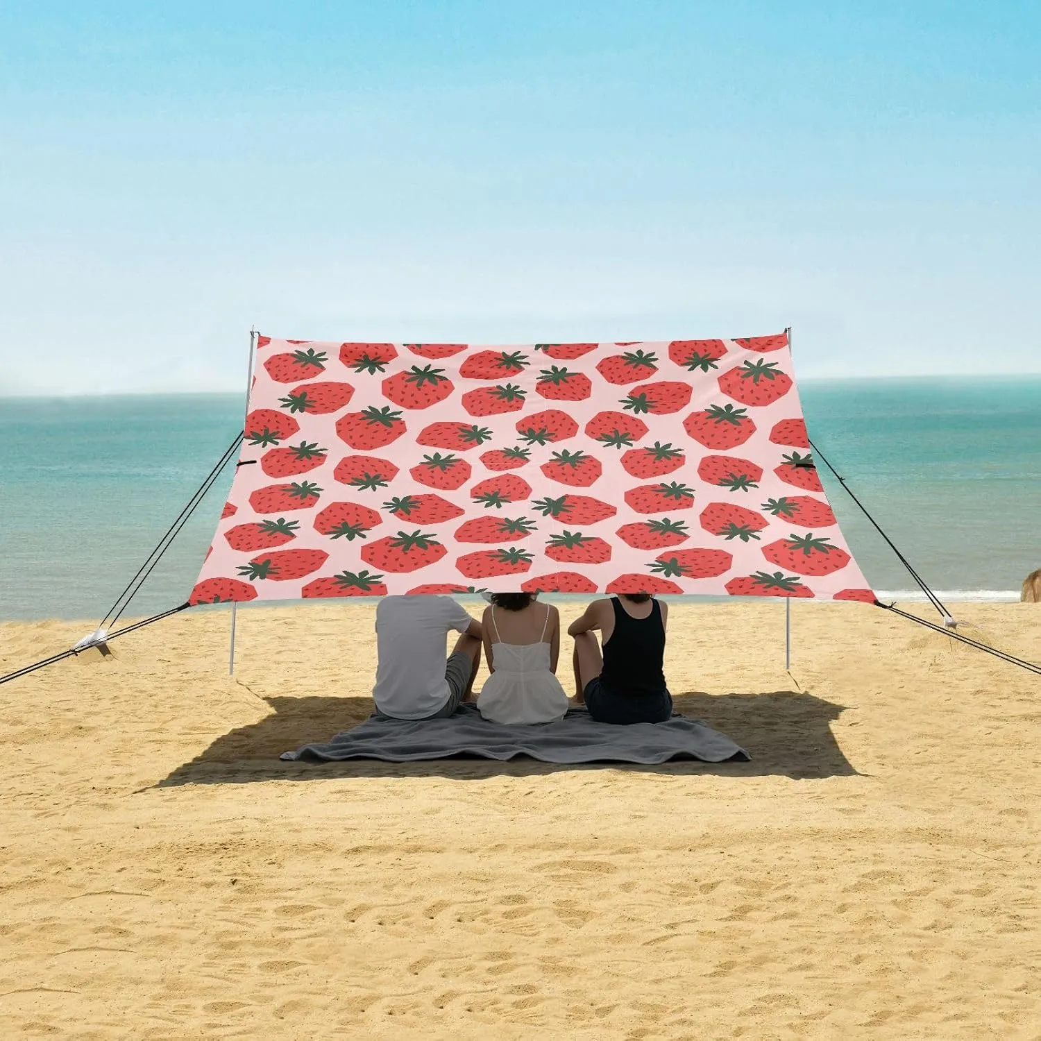 Beach Shade Tent with UPF50  UV Protection,Cute Strawberry Fruit Lightweight Camping Sun Shelter for Outdoor,Camping Trips, Fishing, Backyard,Picnics,Easy Set Up and Carry 9x10.5 FT