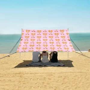Beach Shade Tent with UPF50  UV Protection,Golden Bowknots with Cherries Lightweight Camping Sun Shelter for Outdoor,Camping Trips, Fishing, Backyard,Picnics,Easy Set Up and Carry 9x10.5 FT