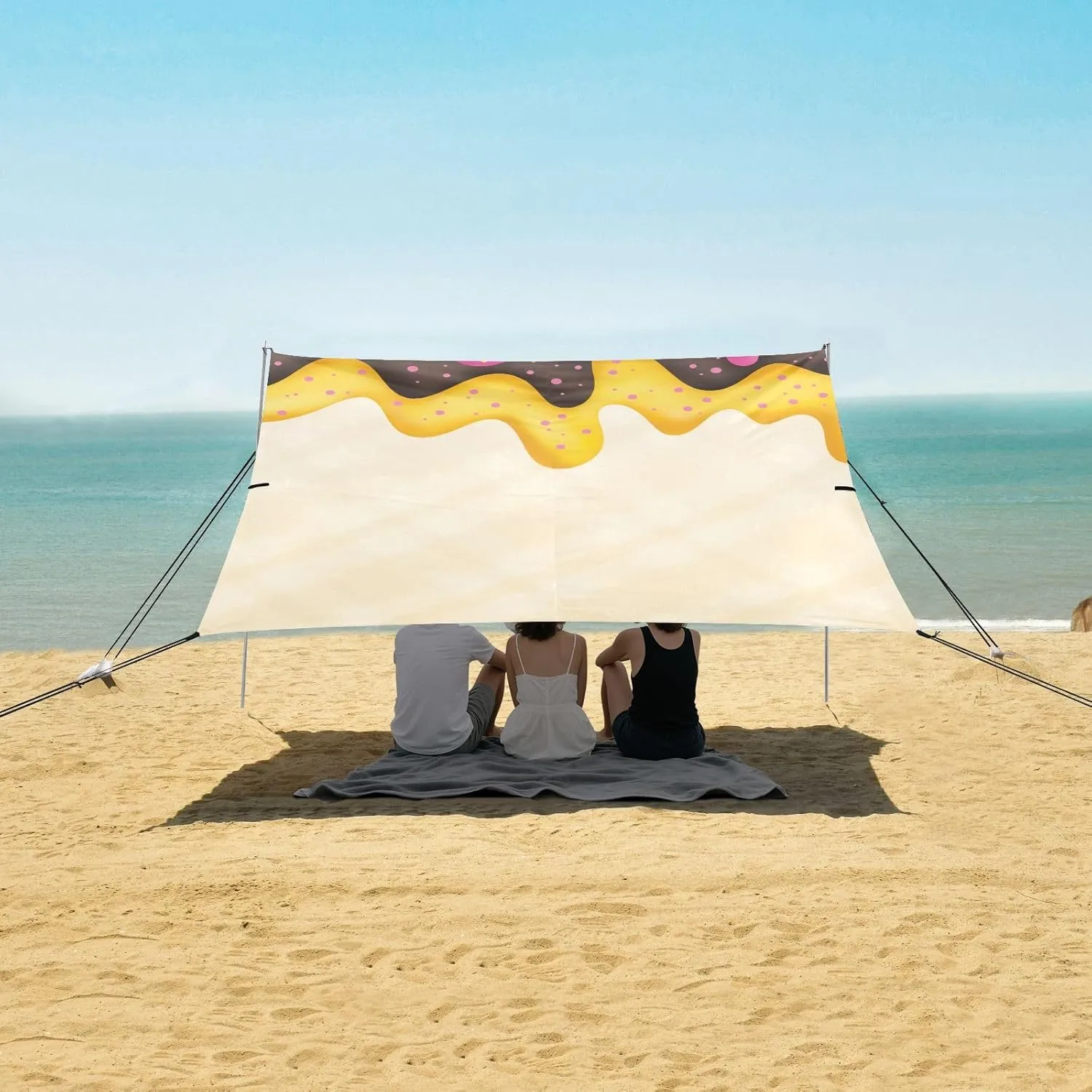 Beach Shade Tent with UPF50  UV Protection,Ice Cream Dripping Honey Lightweight Camping Sun Shelter for Outdoor,Camping Trips, Fishing, Backyard,Picnics,Easy Set Up and Carry 9x10.5 FT