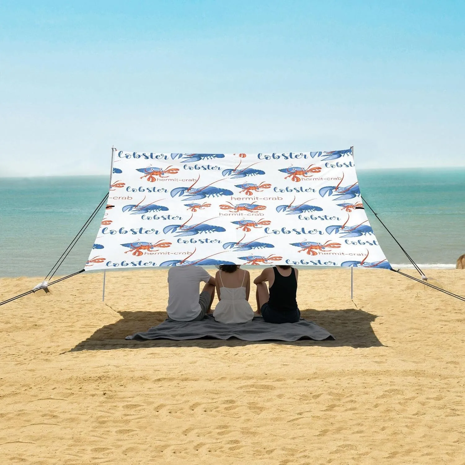 Beach Shade Tent with UPF50  UV Protection,Lobsters and Hermit Crabs Lightweight Camping Sun Shelter for Outdoor,Camping Trips, Fishing, Backyard,Picnics,Easy Set Up and Carry 9x10.5 FT