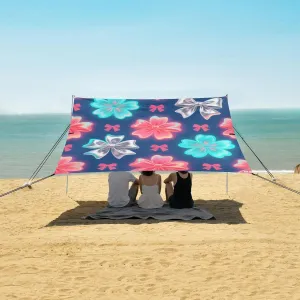 Beach Shade Tent with UPF50  UV Protection,Luminous Flowers and Bows Lightweight Camping Sun Shelter for Outdoor,Camping Trips, Fishing, Backyard,Picnics,Easy Set Up and Carry 9x10.5 FT