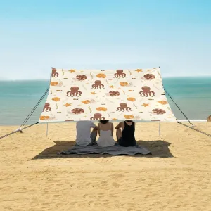Beach Shade Tent with UPF50  UV Protection,Octopus Hermit Crab Cute Lightweight Camping Sun Shelter for Outdoor,Camping Trips, Fishing, Backyard,Picnics,Easy Set Up and Carry 9x10.5 FT