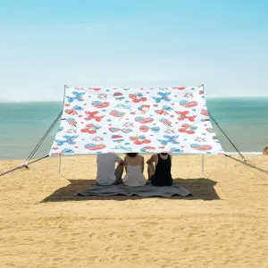 Beach Shade Tent with UPF50  UV Protection,Patriotic Balloon Bow Stars Lightweight Camping Sun Shelter for Outdoor,Camping Trips, Fishing, Backyard,Picnics,Easy Set Up and Carry 9x10.5 FT