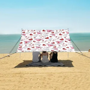 Beach Shade Tent with UPF50  UV Protection,Pink Drink with Berries Lightweight Camping Sun Shelter for Outdoor,Camping Trips, Fishing, Backyard,Picnics,Easy Set Up and Carry 9x10.5 FT