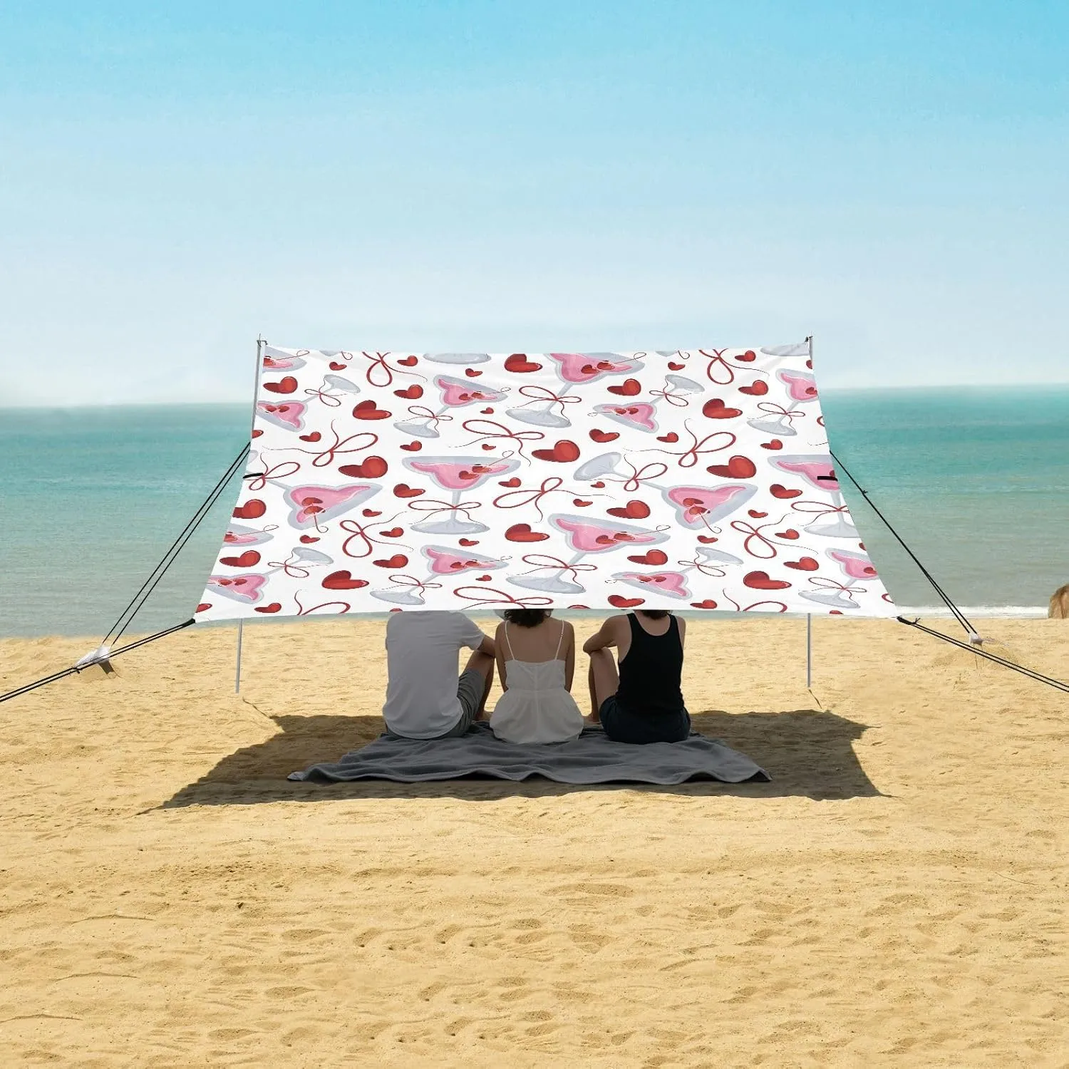 Beach Shade Tent with UPF50  UV Protection,Pink Drink with Berries Lightweight Camping Sun Shelter for Outdoor,Camping Trips, Fishing, Backyard,Picnics,Easy Set Up and Carry 9x10.5 FT