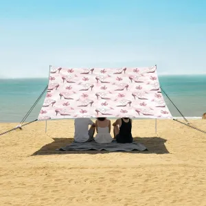 Beach Shade Tent with UPF50  UV Protection,Pink High Heel with Bows Lightweight Camping Sun Shelter for Outdoor,Camping Trips, Fishing, Backyard,Picnics,Easy Set Up and Carry 9x10.5 FT