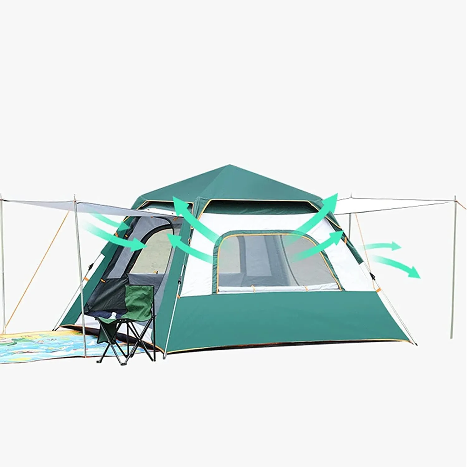 Beach Tent Pop Up Sun Shelter Full Waterproof Holiday Family Tent Large Pop Up Beach Tent for Hikers Campers Festival Goers and Children in The Garden (Color : B, Size : 34Person)