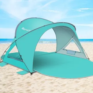 Beach Tent Sun Shelter for 3-6 People with 2 Zippers! The Essential Beach Umbrella & Sports Tent for Sun Lovers、Easy to Install (Green)